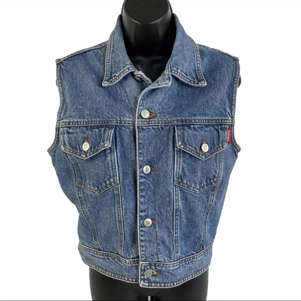 Vtg Women’s Bongo Jean Jacket Denim Vest Sz S Made In‎ USA 1839-02 Y2K